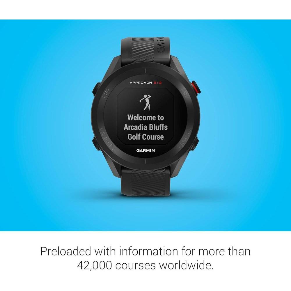Garmin Approach S12, reloj de golf GPS fácil de usar con más de 42K campos precargados, color negro