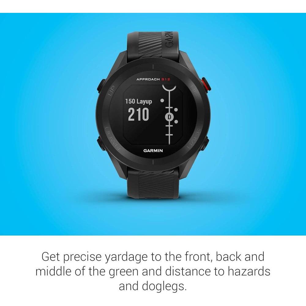 Garmin Approach S12, reloj de golf GPS fácil de usar con más de 42K campos precargados, color negro