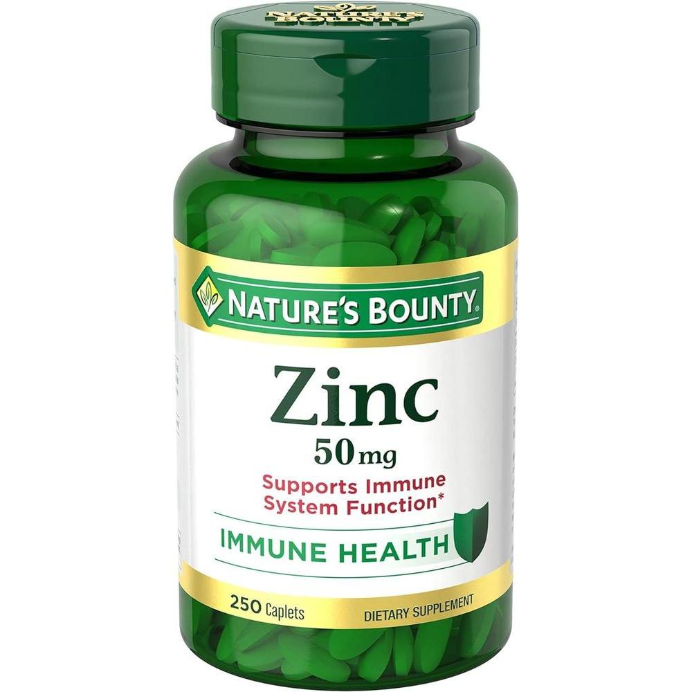 Nature's Bounty Zinc 50mg, Immune Support & Antioxidant Supplement, Promotes Skin Health 250 Caplets