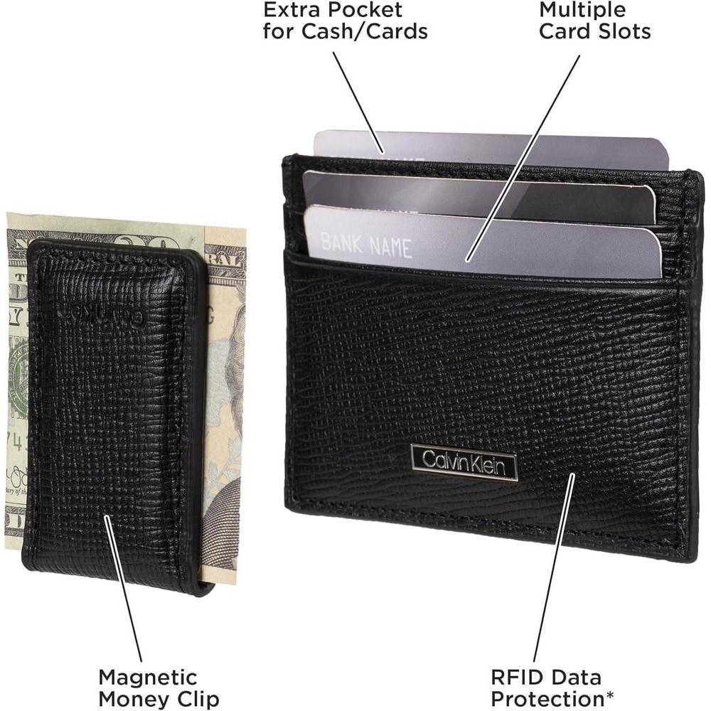 Cartera Calvin Klein para hombre con diseño minimalista bifold y fundas para tarjetas con bloqueo RFID
