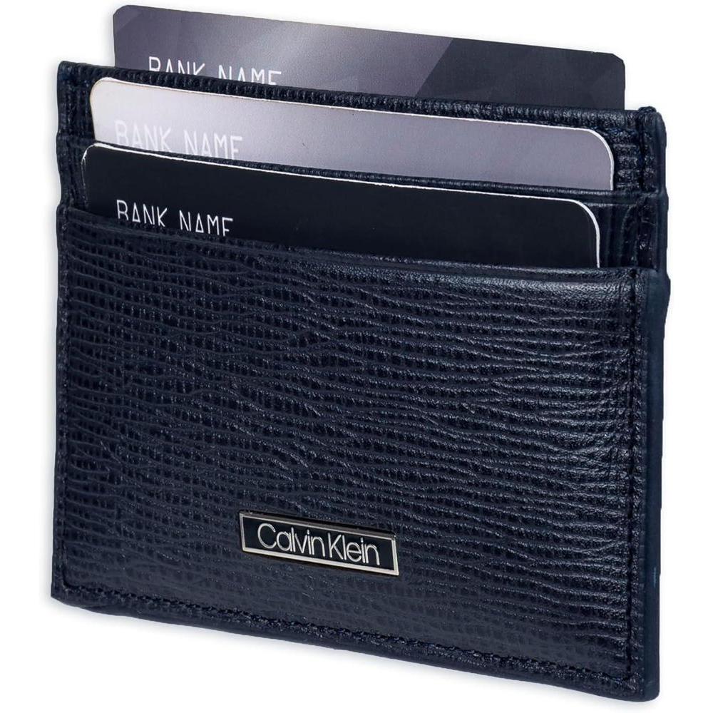 Set de Cartera y Tarjetero Minimalista para Hombre Calvin Klein con Bloqueo RFID, Cuero 100%