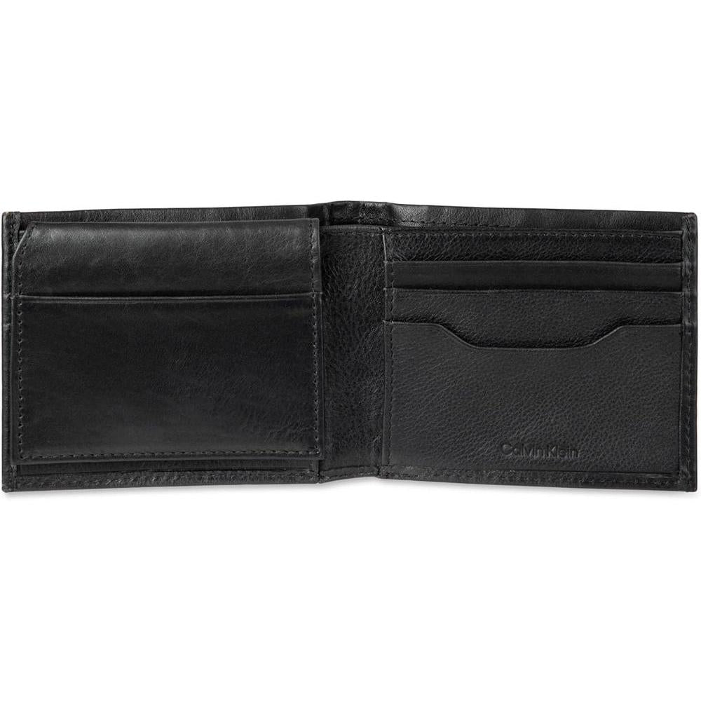 Calvin Klein Billetera plegable de piel RFID para hombre con múltiples ranuras para tarjetas e identificación
