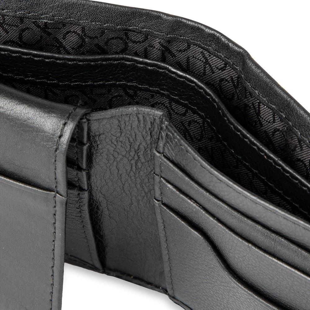 Calvin Klein Billetera plegable de piel RFID para hombre con múltiples ranuras para tarjetas e identificación