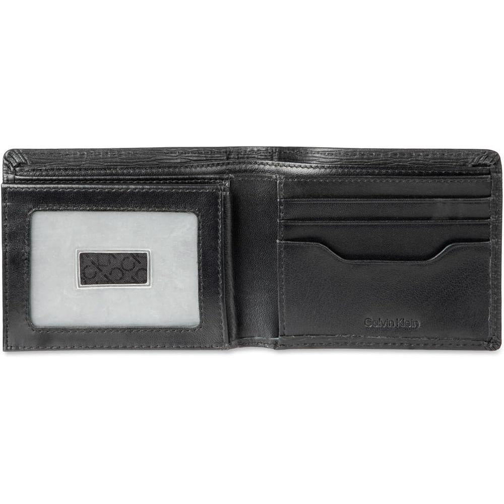Billetera Calvin Klein de cuero con tecnología RFID, múltiples ranuras para tarjetas y ventana de identificación
