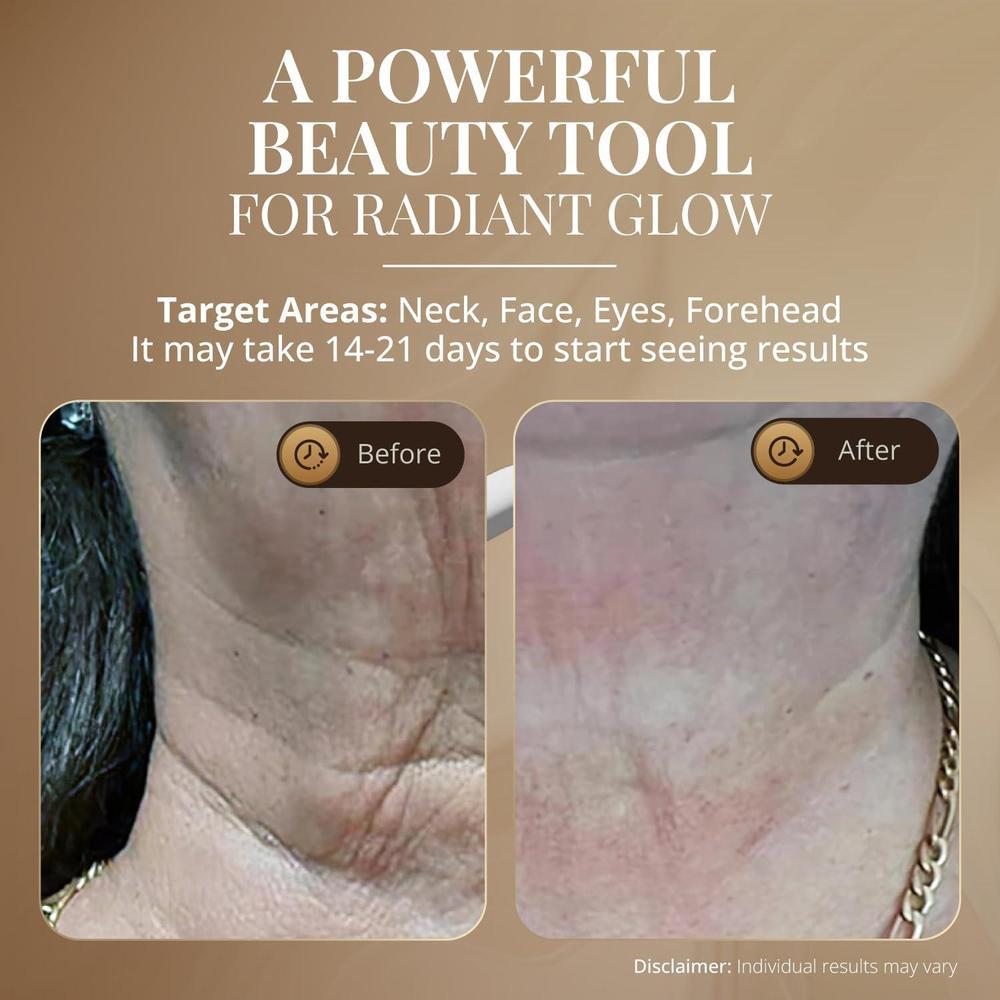 GLO24K Dispositivo facial y cuello con luz roja, masajeador 3 en 1 con vibración y LED para revitalizar y reafirmar la piel