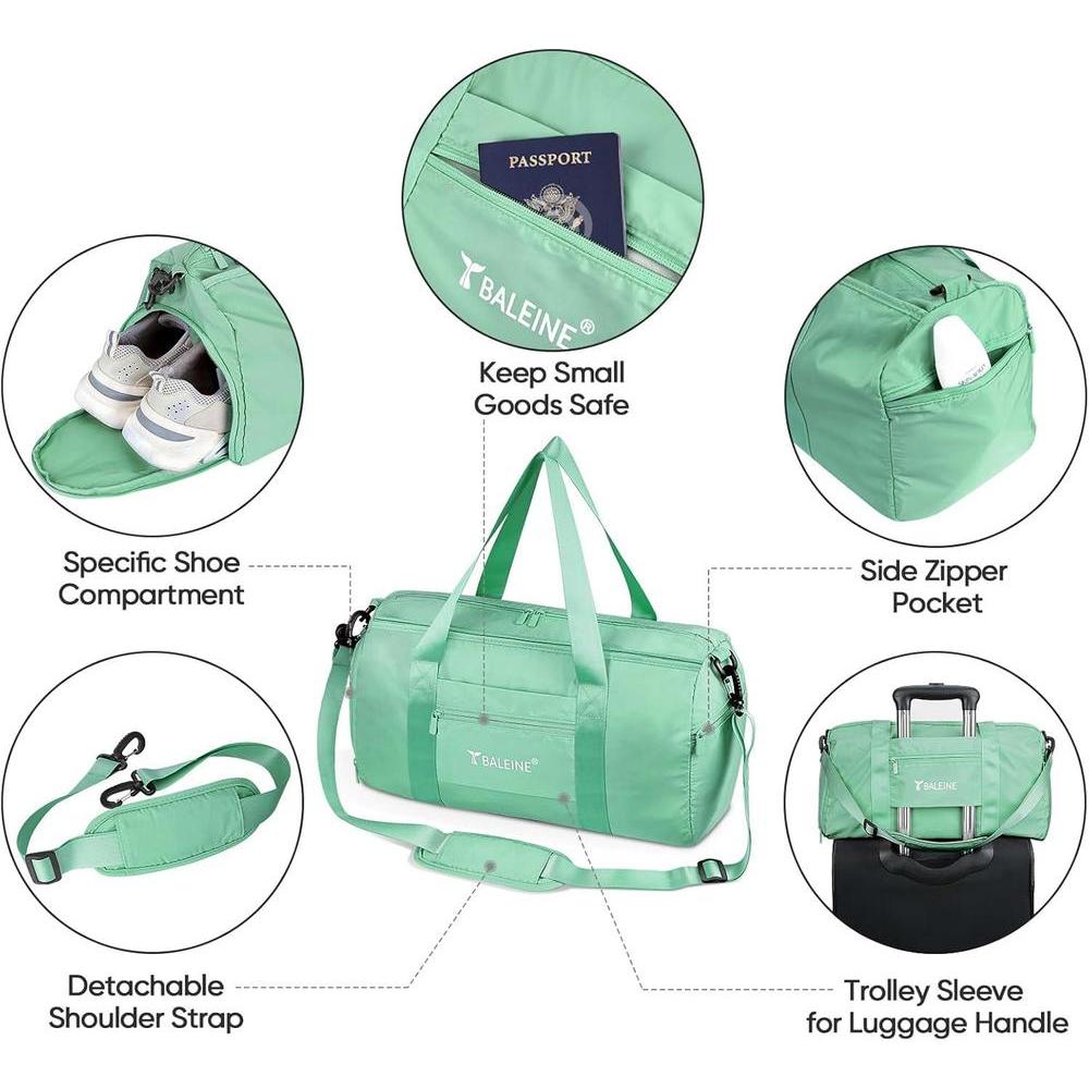 Bolso de gimnasio BALEINE para mujeres y hombres, ligero, impermeable, con compartimentos para zapatos y ropa húmeda