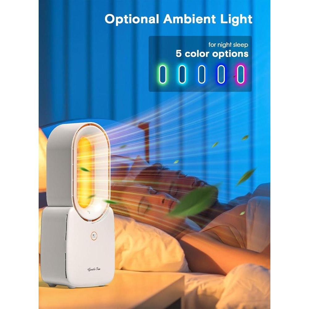 Ventilador Portátil De Escritorio Let'me Sin Aspas Con Iluminación LED De 5 Colores Y Control Táctil Seguro