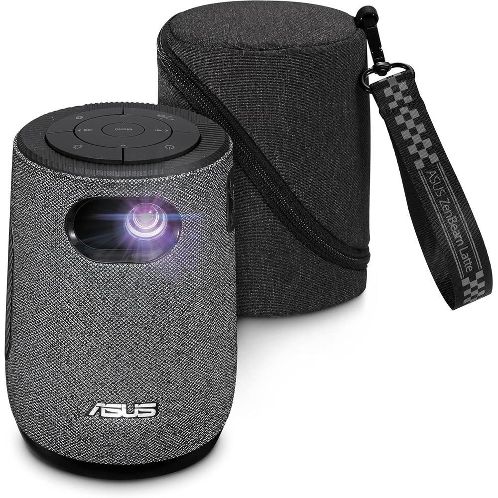 ASUS ZenBeam Latte L1 Portable Wi-Fi Projector- 300 Lumens Projector, Built-in Harman Kardon Bluetooth Speaker, 3 Hours Video Playback, Wireless WiFi Projector, HDMI, USB, Remote Control, AptoideTV