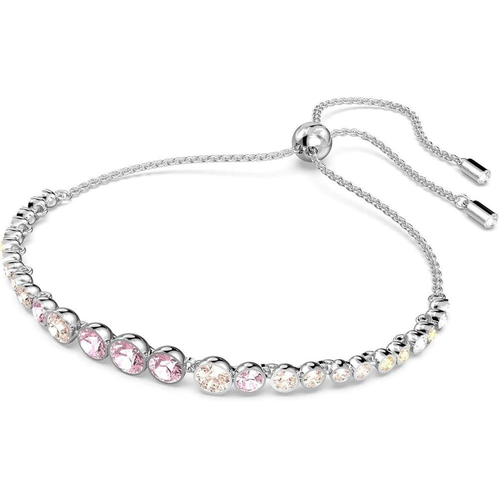 Swarovski pulsera Emily con cristales Swarovski transparentes, azules y rosados, elegante diseño ajustable con cierre de bolo