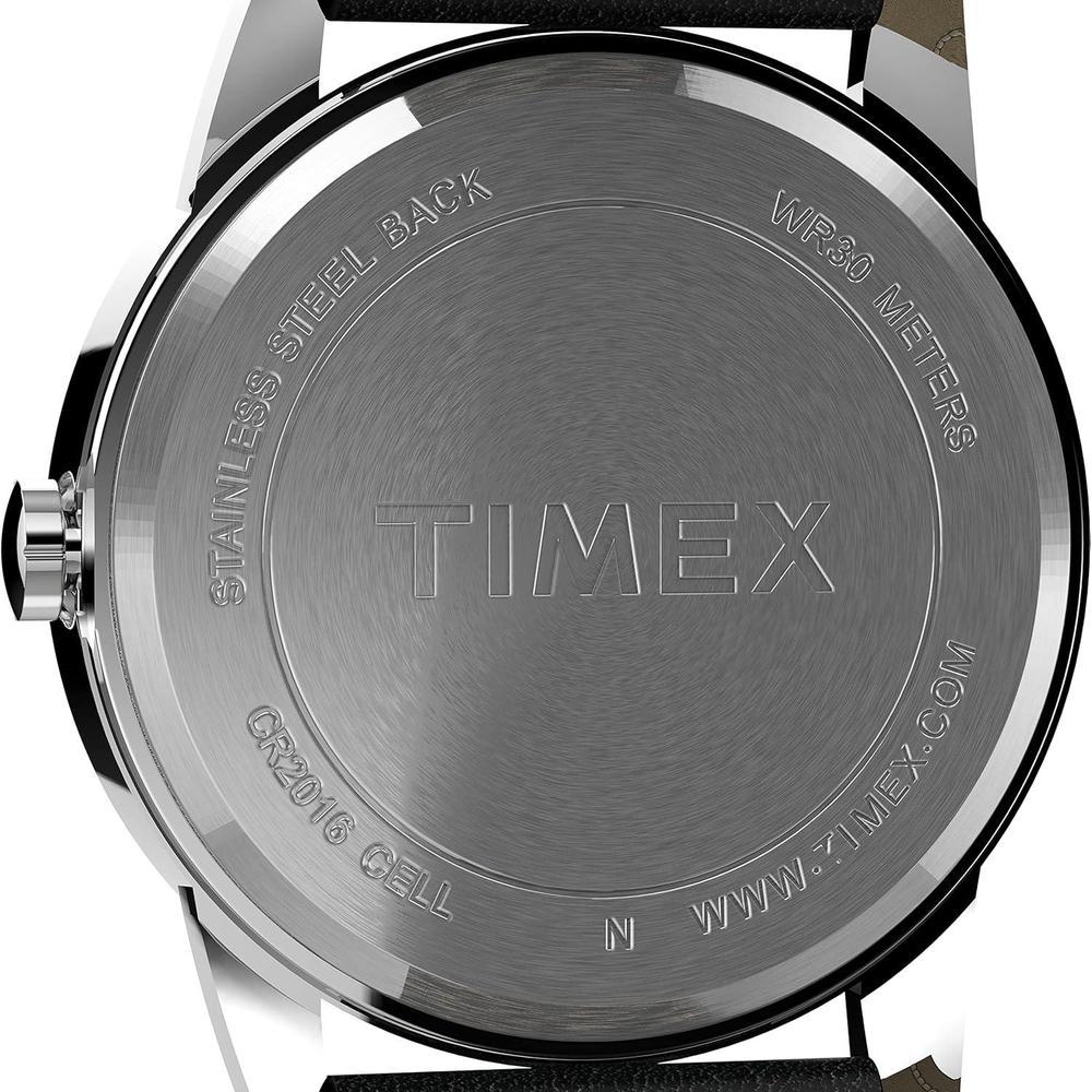 Reloj Timex Easy Reader para hombre con correa de cuero negro, esfera azul y luz Indiglo resistente al agua