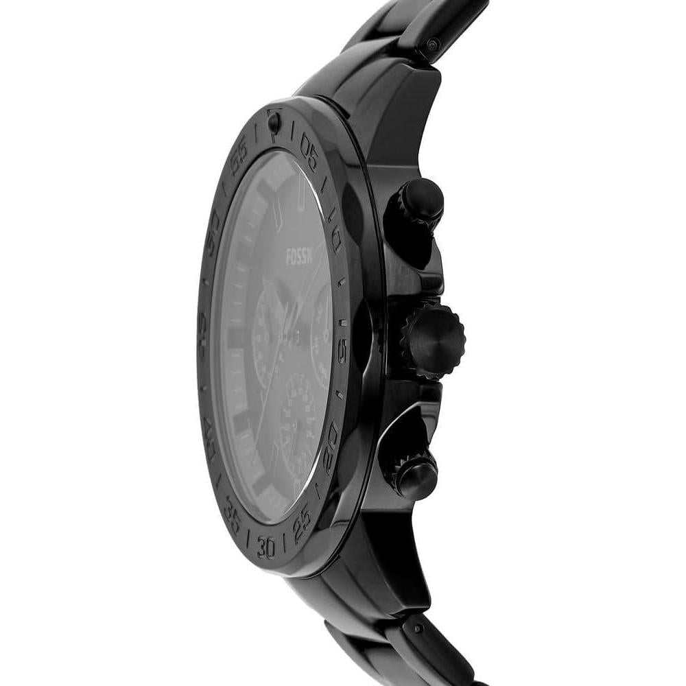 Reloj multifunción Bannon de acero inoxidable negro de Fossil, con diseño moderno y cierre plegable seguro