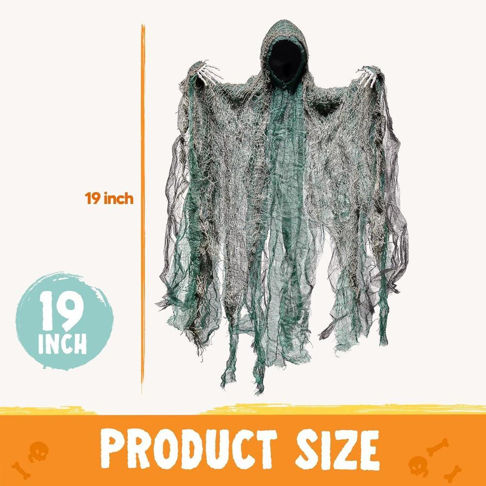 JOYIN Paquete de 4 fantasmas colgantes sin rostro para Halloween, ideal para exteriores y fiestas temáticas