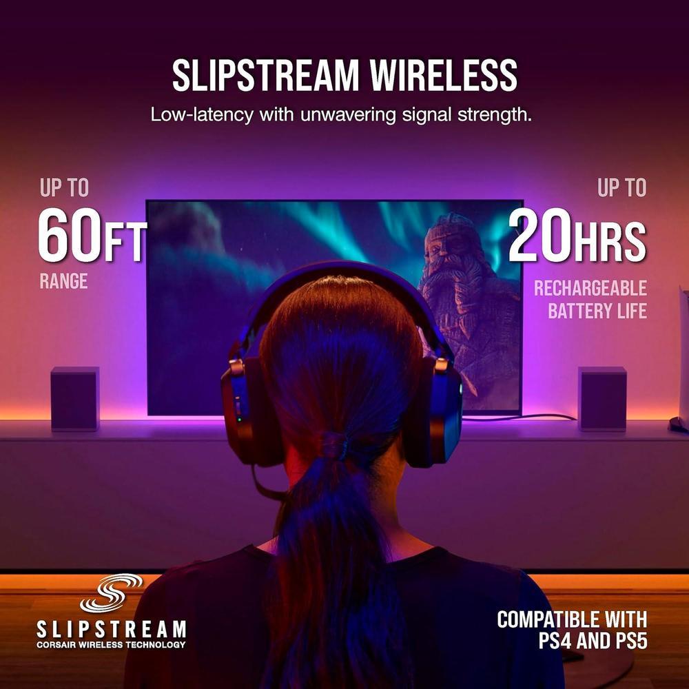 CORSAIR HS80 RGB Wireless Auriculares Gaming Multiplataforma con Sonido Inmersivo y Micrófono de Calidad
