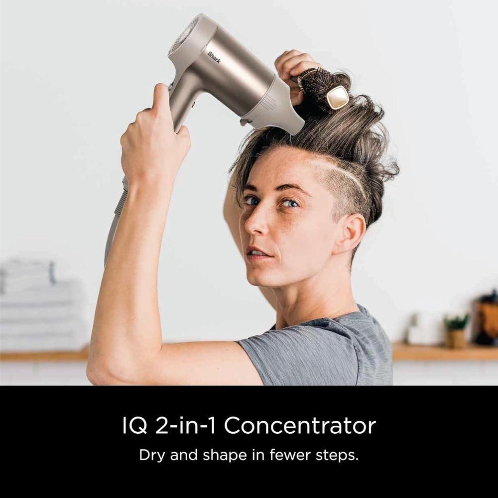 Secadora de cabello Shark HD112BRN HyperAIR Ionic con concentrador 2 en 1, accesorios de peinado y control de calor inteligente