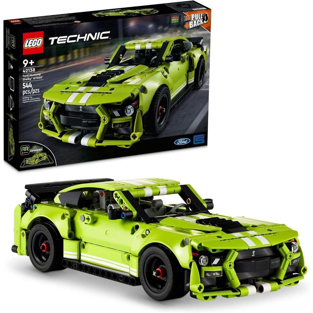 LEGO Technic Ford Mustang Shelby GT500 Building Set 42138 - Pull Back Drag Race Toy Car Model Kit, Featuring AR App for Fast Action Play, Great Gift for Boys, Girls, and Teens Ages 9+