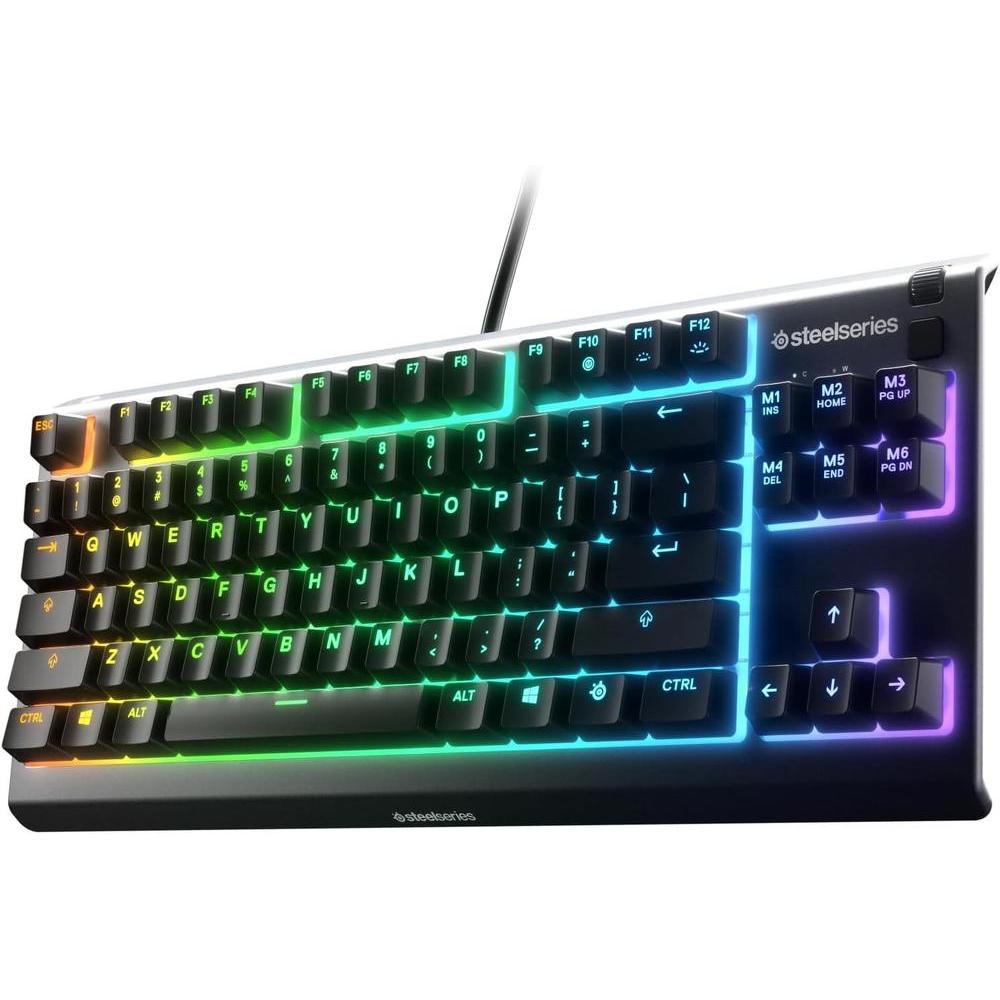 SteelSeries Apex 3 TKL RGB Gaming Keyboard – Tenkeyless Compact Form Factor - 8-Zone RGB Illumination – IP32 Water & Dust Resistant – Whisper Quiet Gaming Switch – Gaming Grade Anti-Ghosting,Black