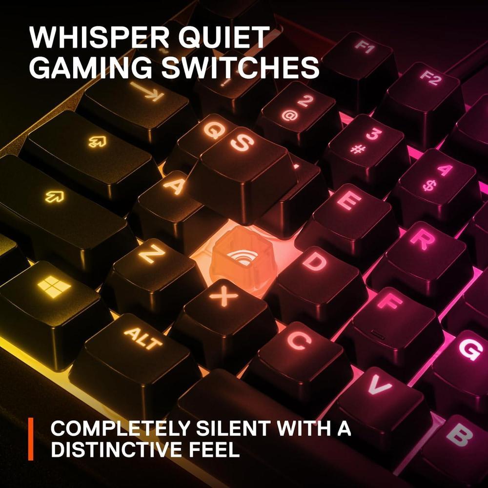 SteelSeries Apex 3 TKL RGB, teclado para juegos; compacto, iluminación RGB, resistente al agua y polvo, silencioso
