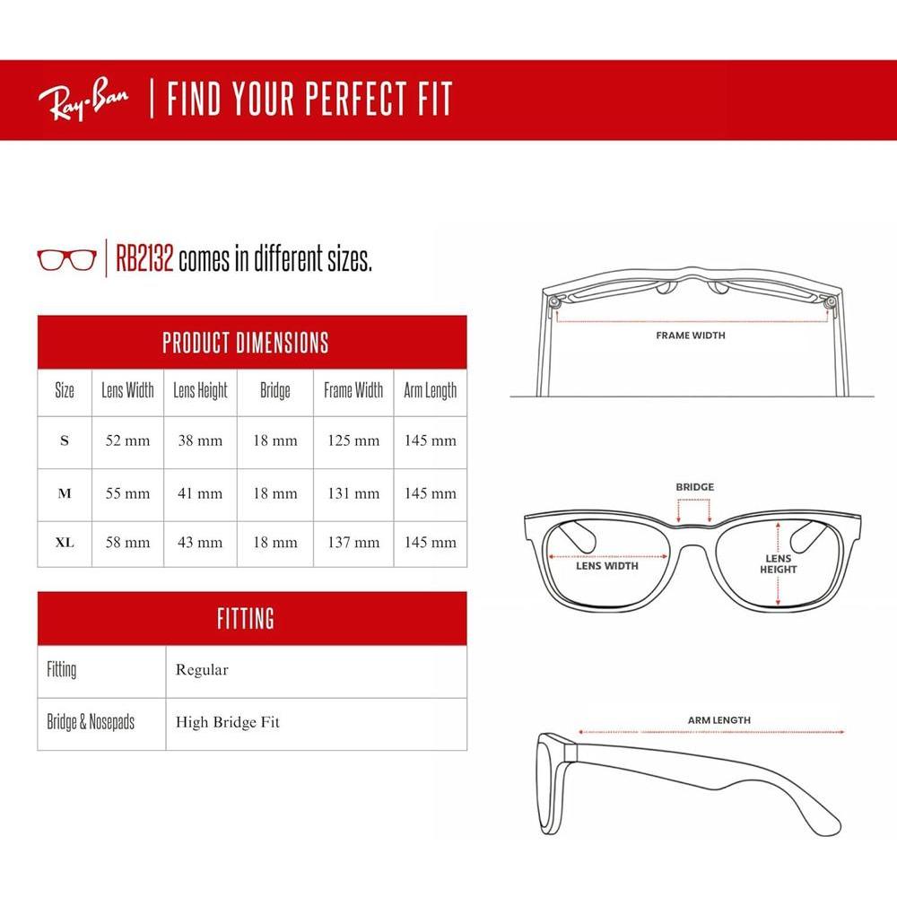 Ray-Ban RB2132 Wayfarer - Lentes de sol cuadrados para hombres y mujeres con kit de gafas de diseñador iWear