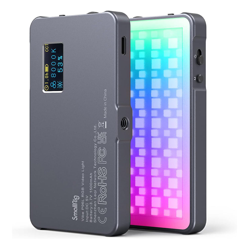 P96L RGB Video Light by SmallRig, Portable Metal LED Camera Light, 2500-9000K, 21 Effects, CRI 96+, OLED Display, Photo and Video Lighting, Long Battery Life, Fits Phone and Camera Sony, Nikon - 3489B