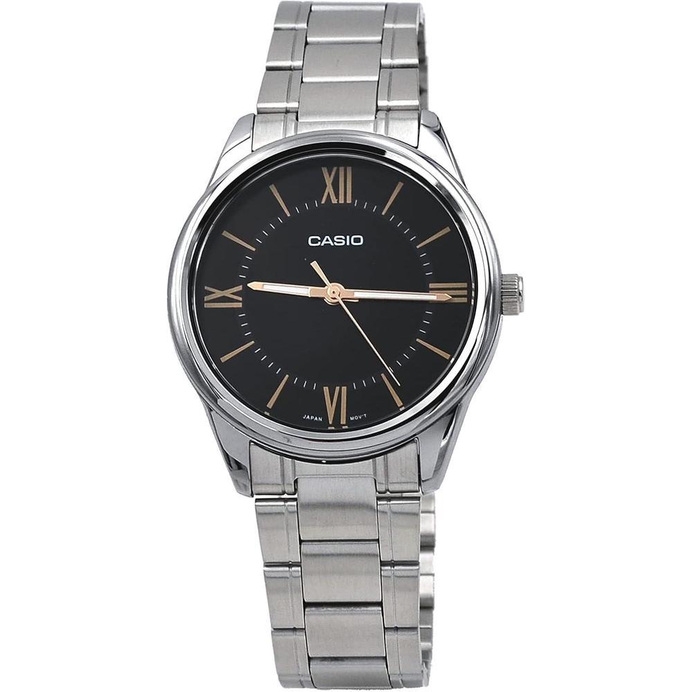Casio MTP-V005D-1B5 Men's Standard Stainless Steel Roman Black Dial Analog Watch