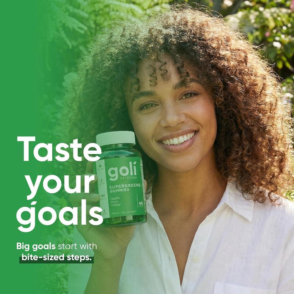 Goli Gomitas Supergreens con Probióticos, Extracto de Alcachofa, Espirulina y Col Rizada, Vitaminas A, B6, B12, Veganas y Sin Gluten