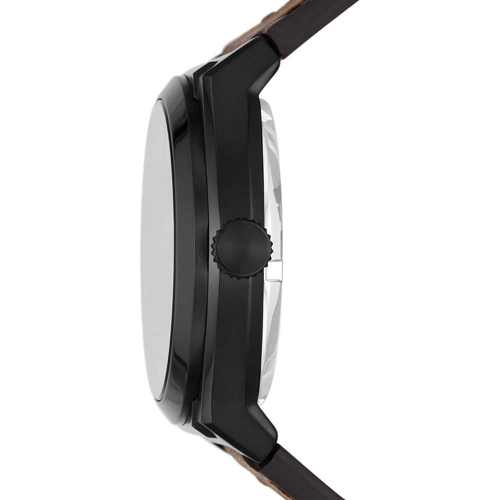 Reloj de Pulsera Automático Fossil Everett en Acero Inoxidable con Correa de Cuero, Esfera Negra y Resistente al Agua