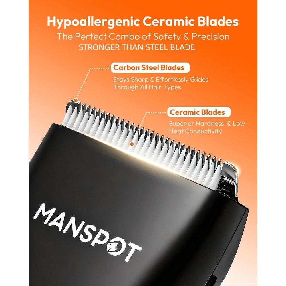 MANSPOT Manscape - Recortadora de pelo de ingle y vello púbico para hombres, afeitadora eléctrica con c
