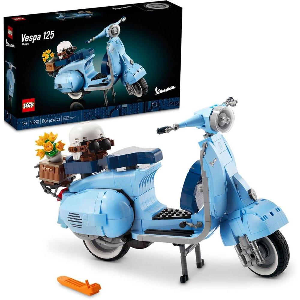 LEGO Icons Vespa 125 Model Building Kit - Vintage Italian Scooter DIY Craft Kit for Adults, Ages 18+ - Includes Kickstand for Easy Display - Gift for Mother's Day - 10298