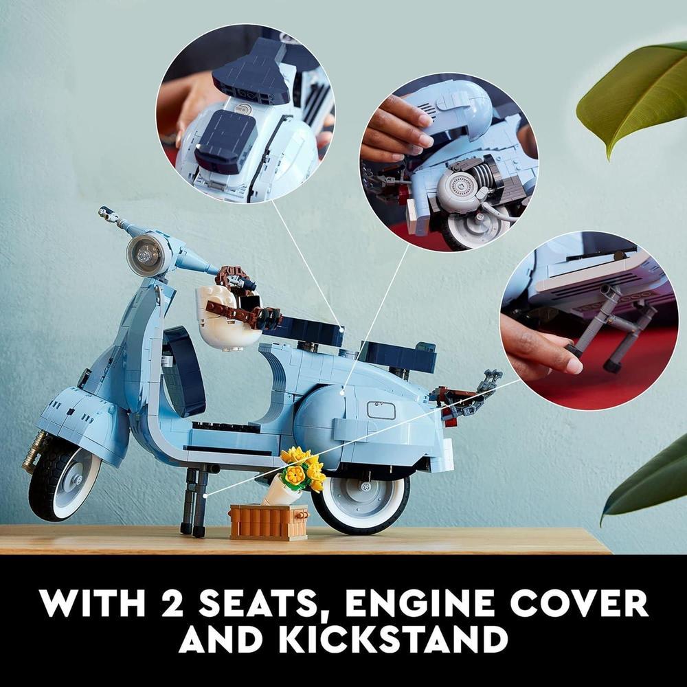 LEGO Icons Vespa 125 Kit de Construcción - Modelo Scooter Italiano Vintage - Incluye Soporte para Fácil Exhibición