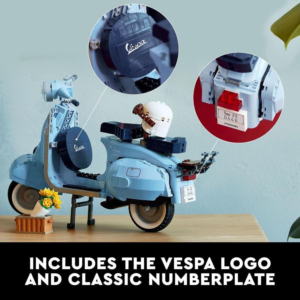 LEGO Icons Vespa 125 Kit de Construcción - Modelo Scooter Italiano Vintage - Incluye Soporte para Fácil Exhibición