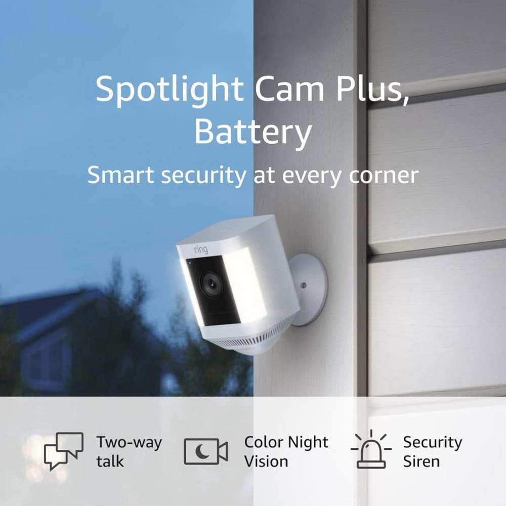Ring Spotlight Cam Plus Batería con comunicación bidireccional, visión nocturna color y sirena de seguridad