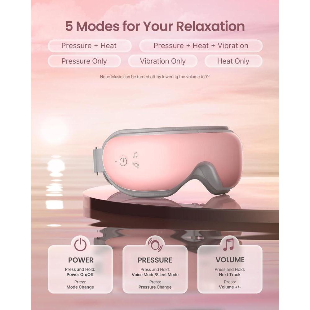 Masajeador De Ojos Renpho Con Calor Y Música Bluetooth Para Relajación Ocular Y Mejora Del Sueño