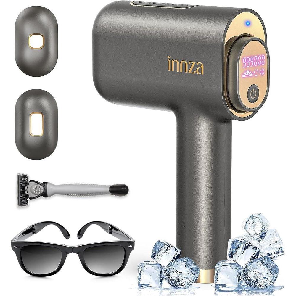 INNZA Laser Hair Removal Device with Sapphire Ice Cooling Function,Upgraded 999999 Flashes IPL Hair Removal Permanent for Women and Men,Depiladora Laser for Facial,Body, Bikini Line,Corded