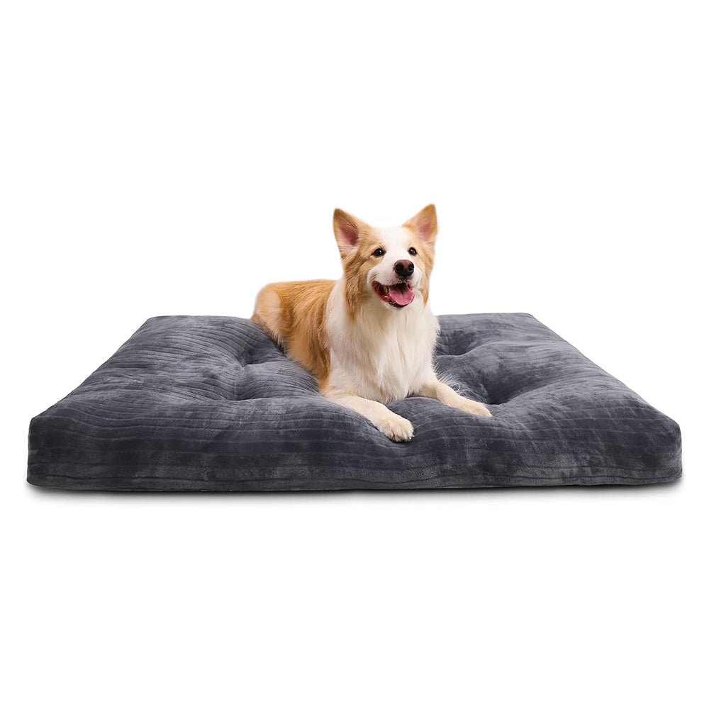 Cama lavable para perros grandes de franela gruesa de lujo para perros grandes, tapete de dormir para mascotas, antideslizante, antiarañazos, 35 x 23 pulgadas, gris
