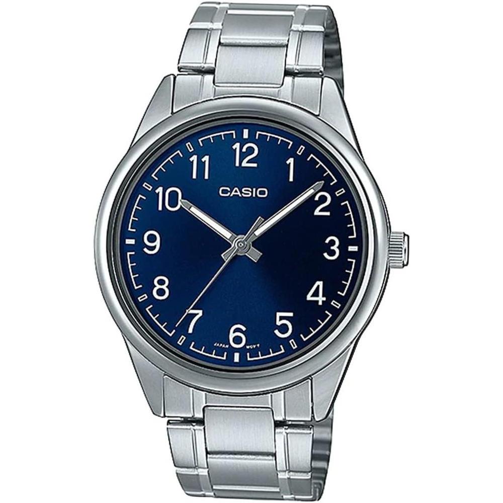 Casio MTP-V005D-2B4 Men's Standard Stainless Steel Blue Easy Reader Dial Analog Watch