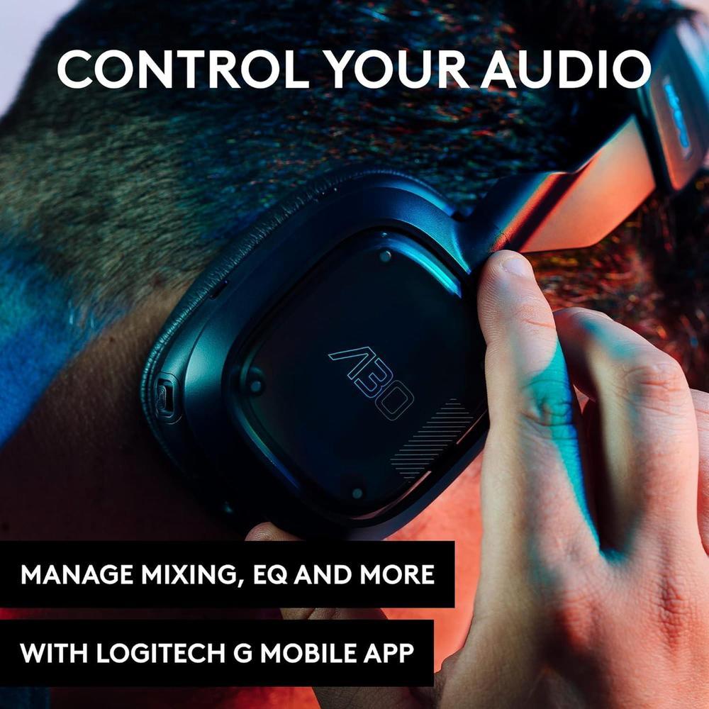 Logitech G Astro A30 Auriculares Inalámbricos Gaming Dolby Atmos, Bluetooth, Batería 27h, USB-C, PS5/Xbox/Switch/PC/Android, Azul