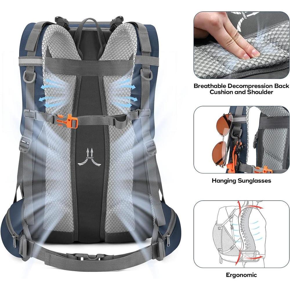 Maelstrom Mochila Senderismo Impermeable 40L Con Funda De Lluvia, Ligera Para Hombres Y Mujeres, Ideal Para Deportes Al Aire Libre, Azul
