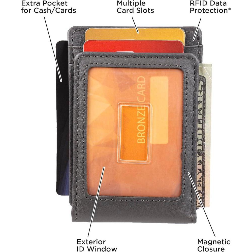 Billetera magnética de cuero Calvin Klein para hombre con protección RFID y diseño de bolsillo frontal