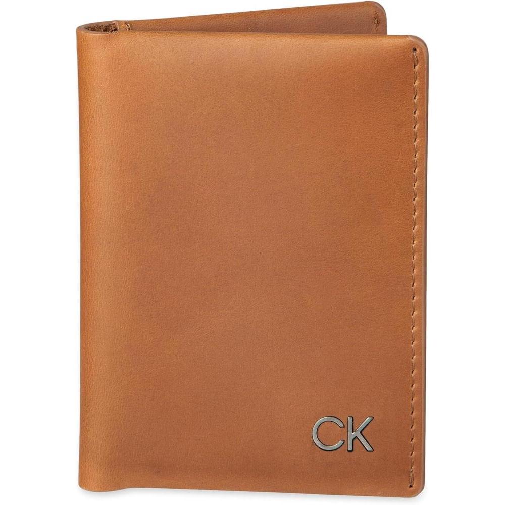 Calvin Klein Men's RFID Duofold Leather Wallet, TAN, One Size