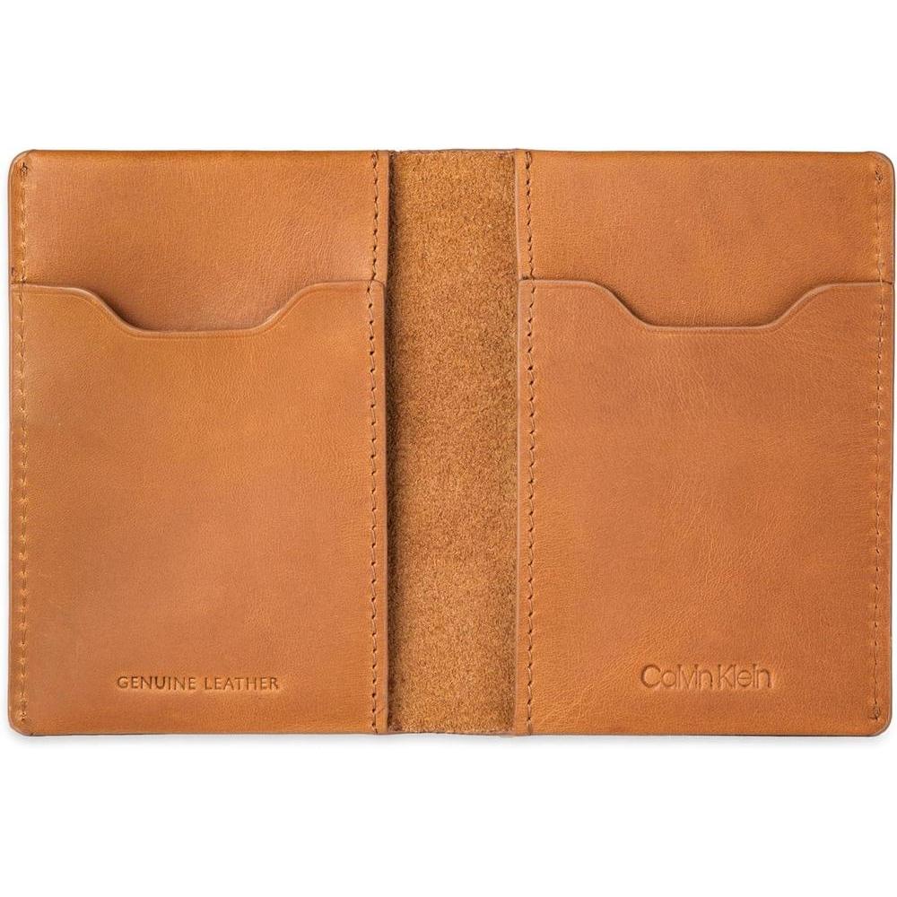 Billetera de cuero RFID para hombre de Calvin Klein, color bronceado, Duofold marrón, Talla única