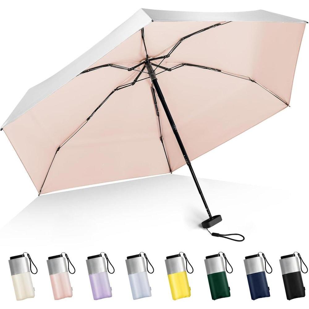 LEAGERA Mini Umbrella For Purse - UPF 50+ UV Blocker Sun Protection Umbrella, Small Micro Travel Parasol Design for Women