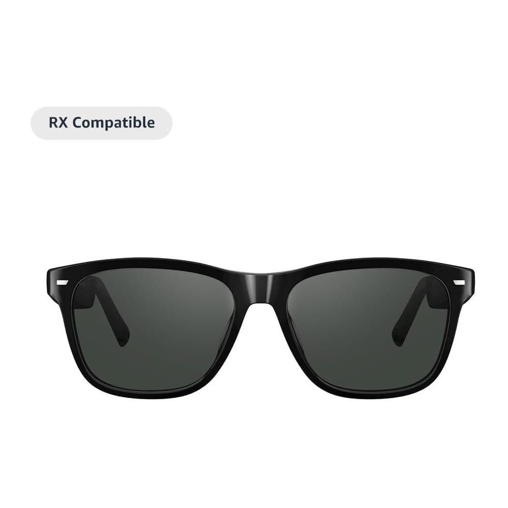 Amazon Echo Frames (3rd Gen) | Smart glasses with Alexa | Square frames in Classic Black with polarized sunglass lenses