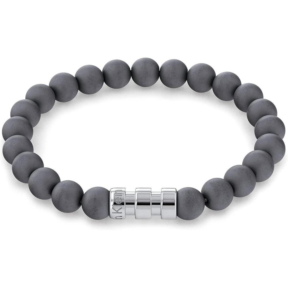 Calvin Klein Round Beaded Jewelry Bracelet for Men - Steel Metal, Sculpted Bar Design - Fashion Accessory - Gift for Him