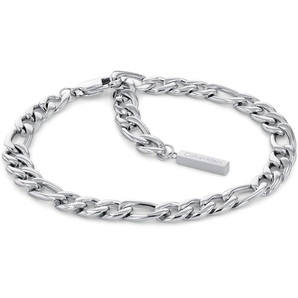 Calvin Klein Pulsera de Cadena Enlazada para Mujer, Acero Inoxidable, Sin Piedra Preciosa, Color Plata, Modelo 35700003