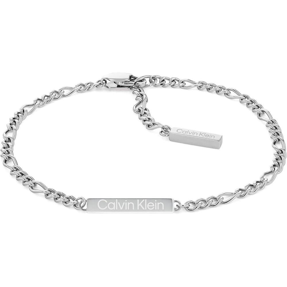 Calvin Klein Pulsera de Cadena Enlazada para Mujer, Acero Inoxidable, Sin Piedra Preciosa, Color Plata, Modelo 35700003