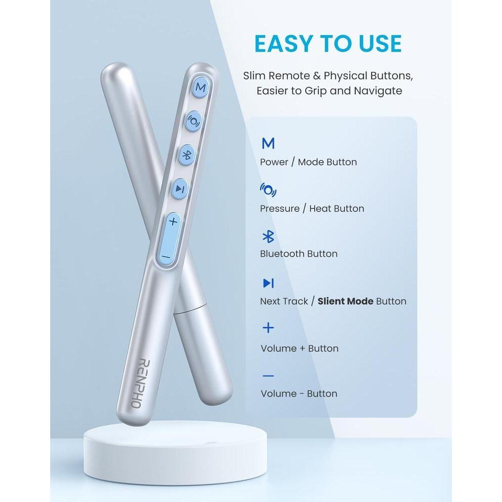 RENPHO Eyeris1 Masajeador de ojos con compresión, modo silencioso, Bluetooth y control remoto. Ideal para aliviar migrañas
