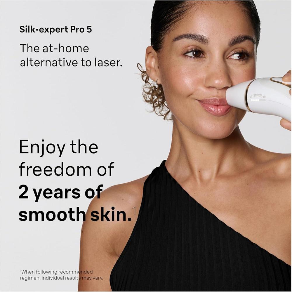 Braun IPL Silk Expert Pro5, dispositivo de depilación láser permanente para mujeres y hombres, con accesorios, maquinilla Venus y estuche