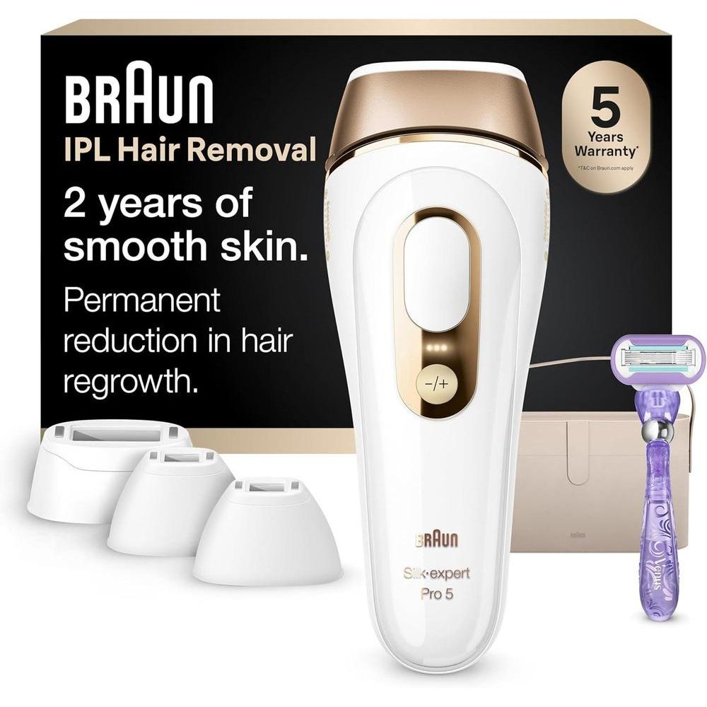 Braun IPL Silk·Expert Pro 5 PL5347 - Sistema de depilación en casa de última generación para mujeres y hombres, resultados de larga duración, 3 modos con cabezal ancho y 2 cabezales de precisión