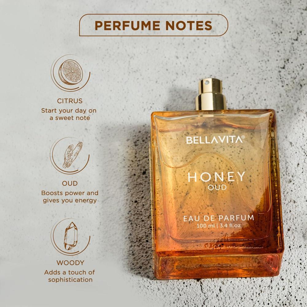 Honey Oud Eau de Parfum. Fragancia unisex con notas de pachulí, vainilla, bergamota, floral y picante, libre de crueldad
