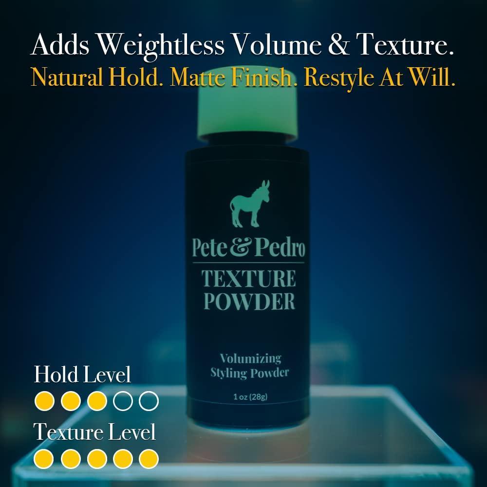 Pete & Pedro Polvo texturizante y voluminizador para hombres y mujeres, añade volumen, textura, acabado mate y sujeción